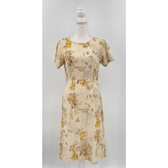 Samantha Pleet Citrus Garden Midi Dress Orange Lemon Short Sleeve Unicorn Sz 8 - Picture 1 of 14